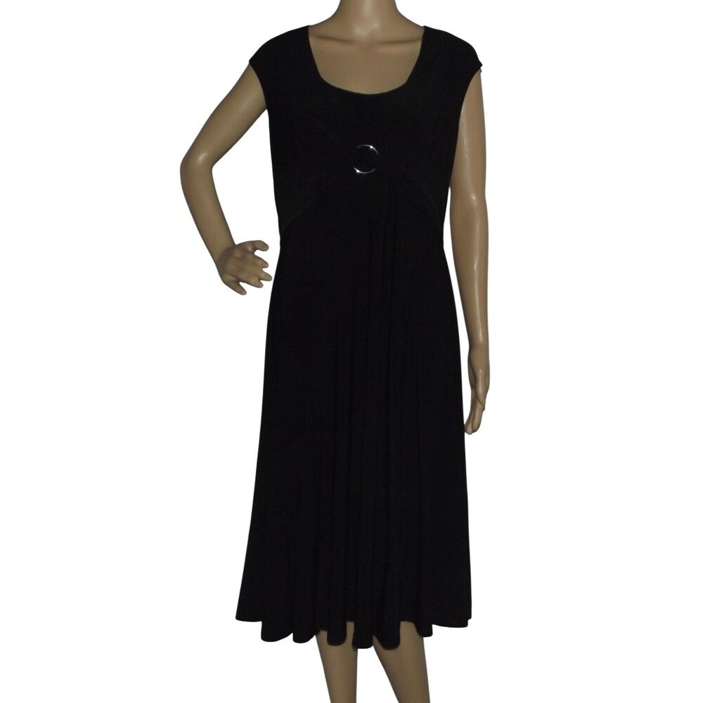 Black Midi Dress Womens Size XL Stretch sleeveless tank o-ring